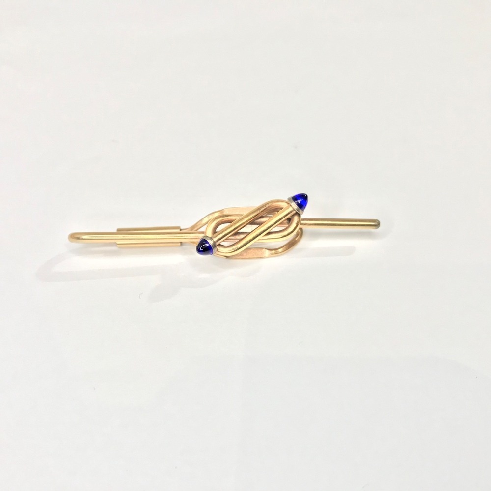 Vintage Signed Hickok Men's Tie Bar Tack Clip USA 1/40 10k R G P Blue, Gold